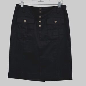 Dana Buchman Womens Pencil Skirt Black 10 Sailor Pockets Corpcore Business Basic